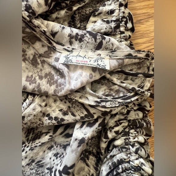 Free people intimately boho snakeskin ruched side tie small slip mini dress - Picture 6 of 8